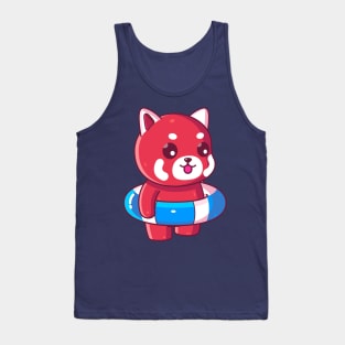 Cute red panda with swimming ring summer vacation Tank Top